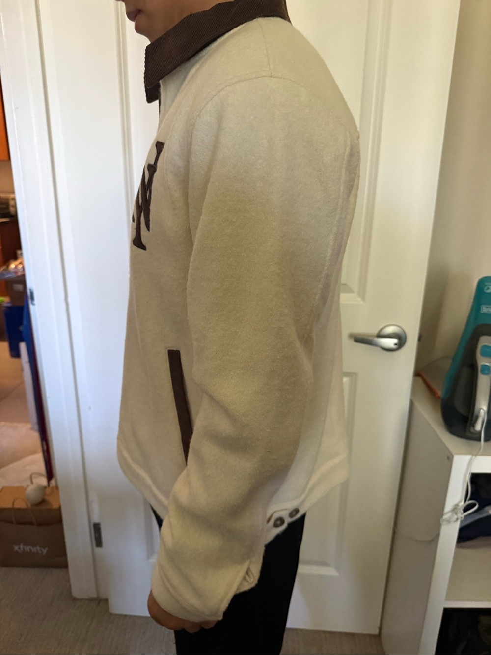 NWOT- New York or Nowhere (NYON) Zip-Up Jacket with Brown Trim - Picture 2 of 5
